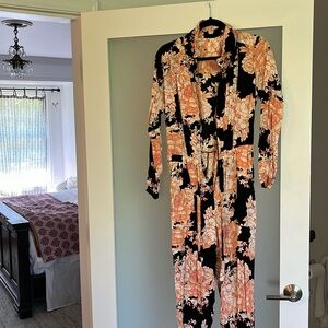 Cleobella jumpsuit coral floral on black background. Worn once.